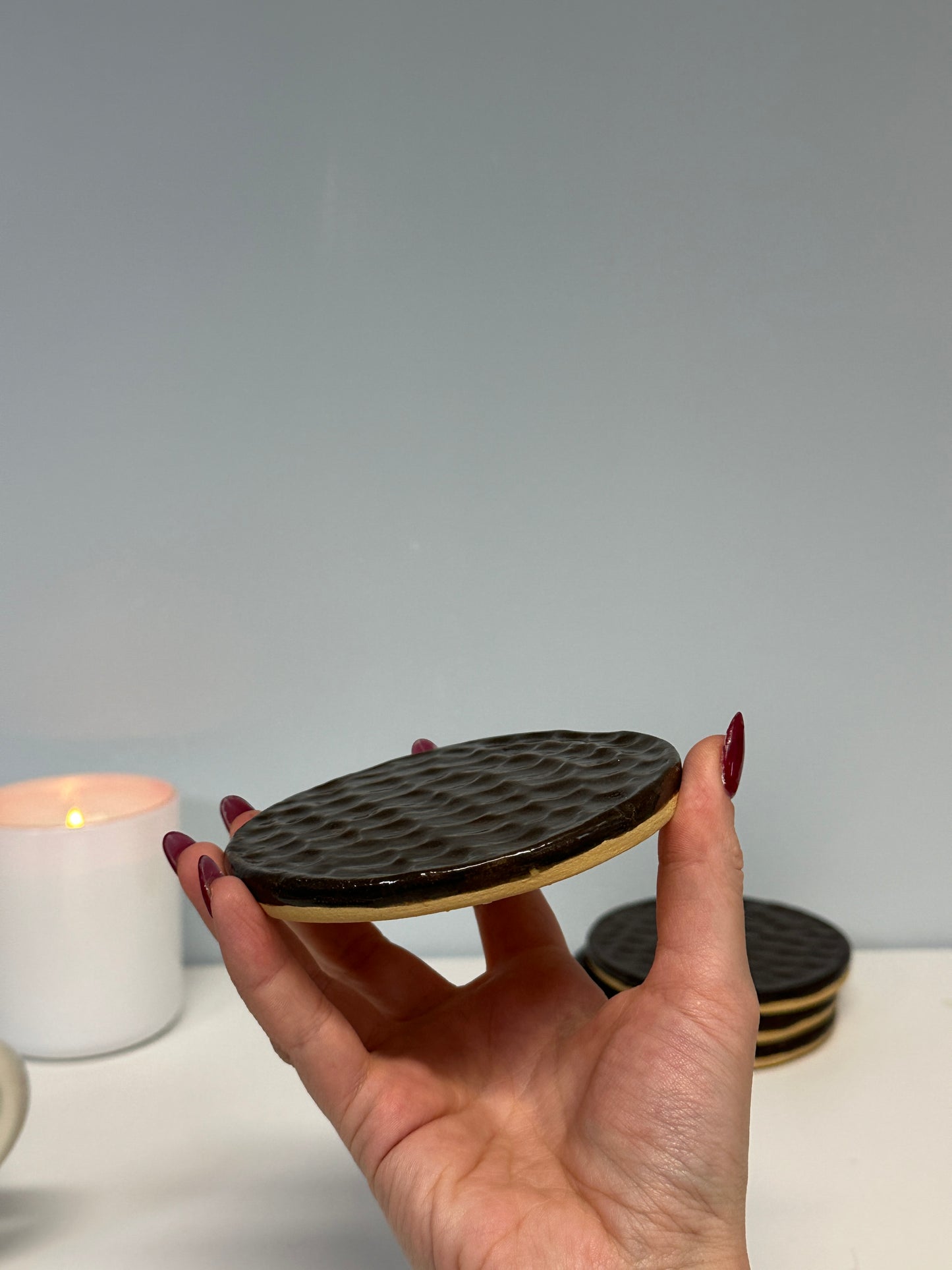 chocolate digestive ceramic coaster - pre order 🍪