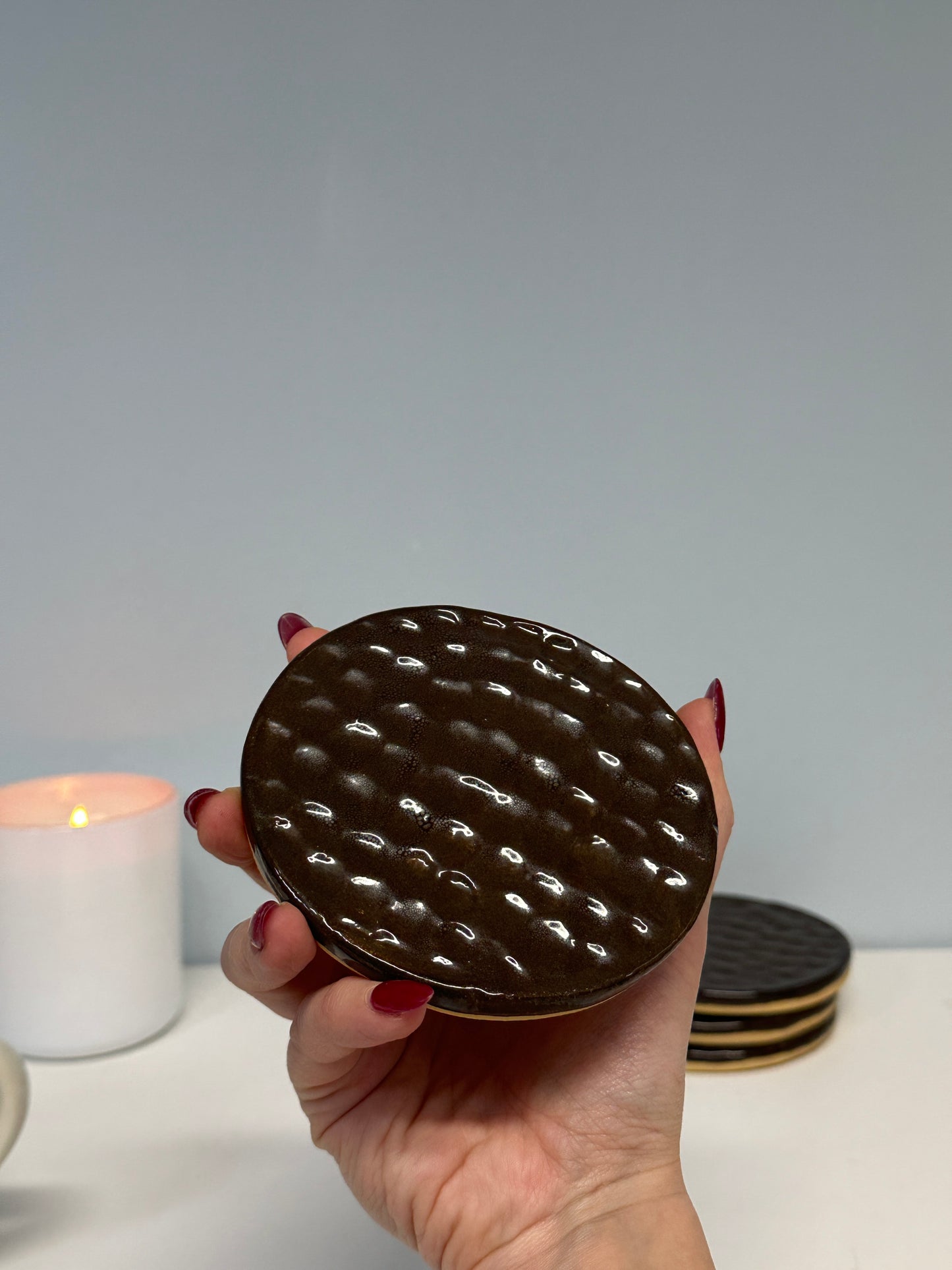 chocolate digestive ceramic coaster - pre order 🍪