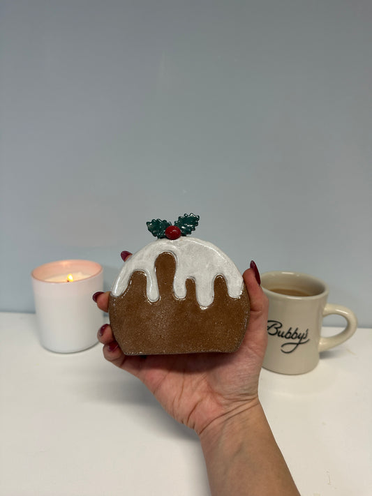 'christmas pudding' ceramic coaster 🎄